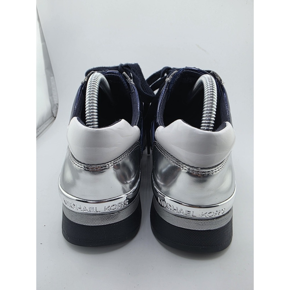 Michael Kors Velvet Sneakers Blue Silver Lace Up Women's Size 9.5 Casual Shoe - Picture 4 of 14